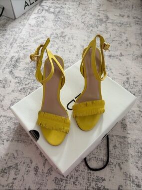 ALDO Yellow Fringe Ankle-Strap Heels